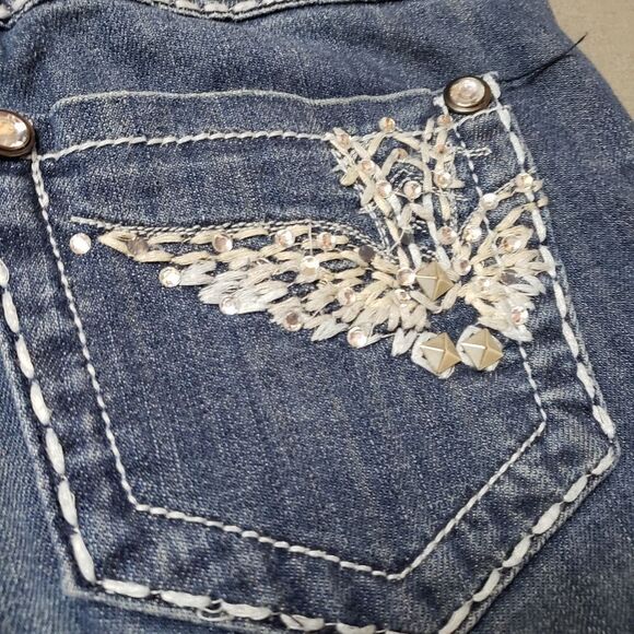 Cartise Denim medium-wash embroidered & beaded jeans. Size 10 - Picture 5 of 15